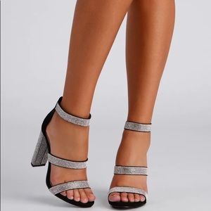 Windsor Black Rhinestone Heels